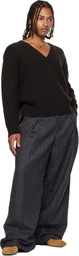 Dries Van Noten Brown V-Neck Merino Wool Sweater