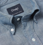 Drake's - Button-Down Collar Cotton-Chambray Shirt - Blue