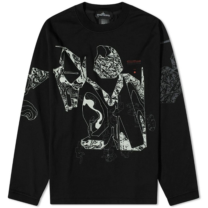 Photo: Stone Island Shadow Project Men's Long Sleeve Printed T-Shirt in Black