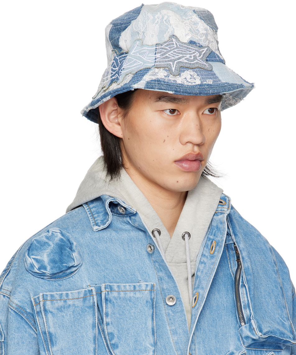 Who Decides War Blue Thorn Wrapped Grid Bucket Hat WHO