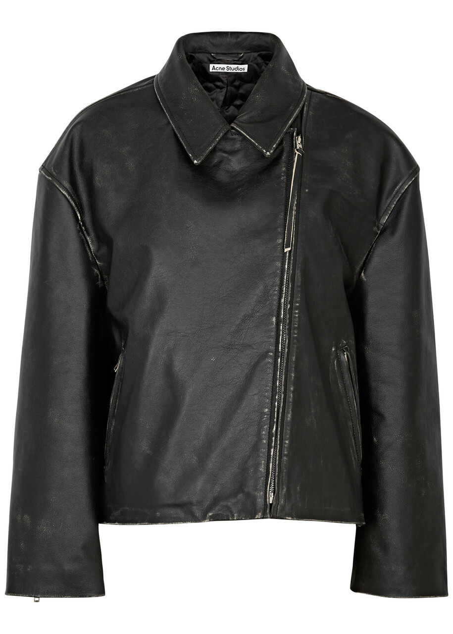 Acne Studios Distressed Leather Jacket Black Acne Studios