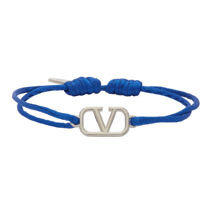 Cyberplads Skim søskende Valentino Blue Valentino Garavani Cord VLogo Bracelet Valentino Garavani