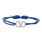 Valentino Blue Valentino Garavani Cord VLogo Bracelet