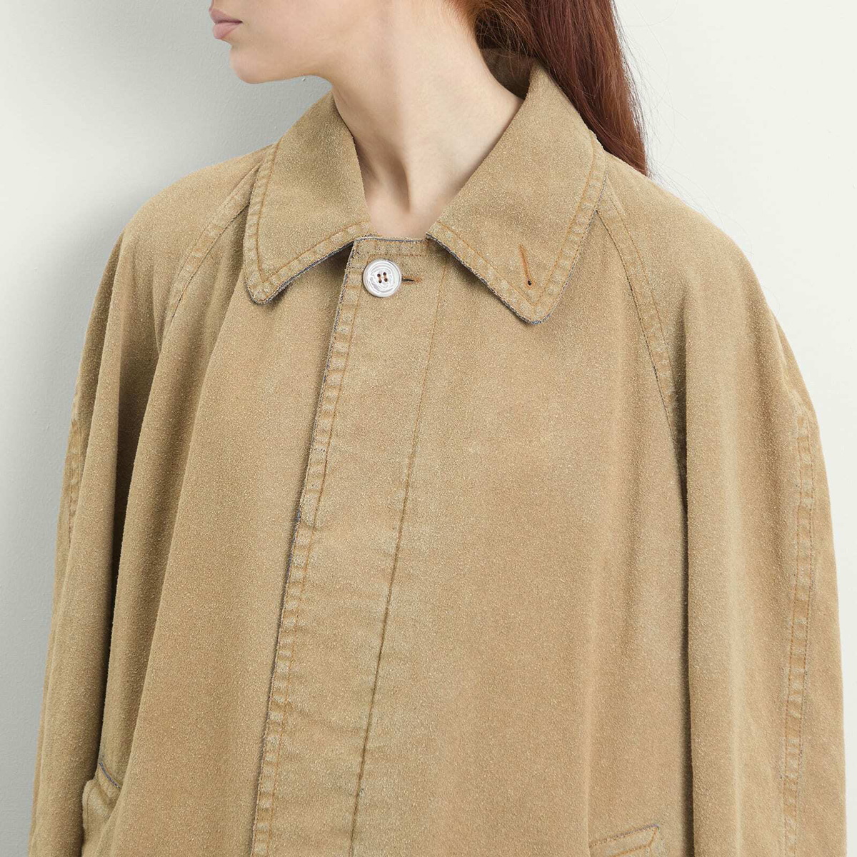 MM6 Maison Margiela Women's Coated Long Coat in Sand
