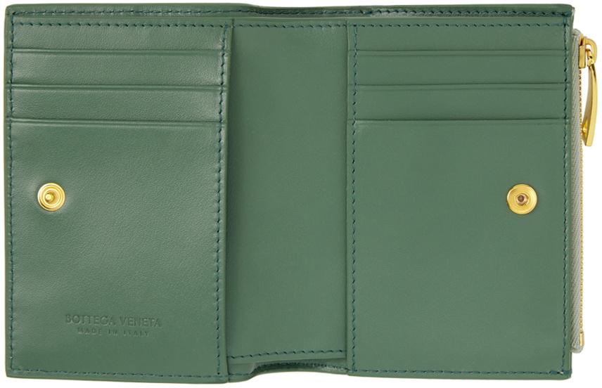 Bottega Veneta Green Small Cassette Bi-Fold Zip Wallet Bottega Veneta