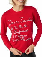 MC2 Saint Barth Woman Brushed Sweater With Dear Santa List Embroidery