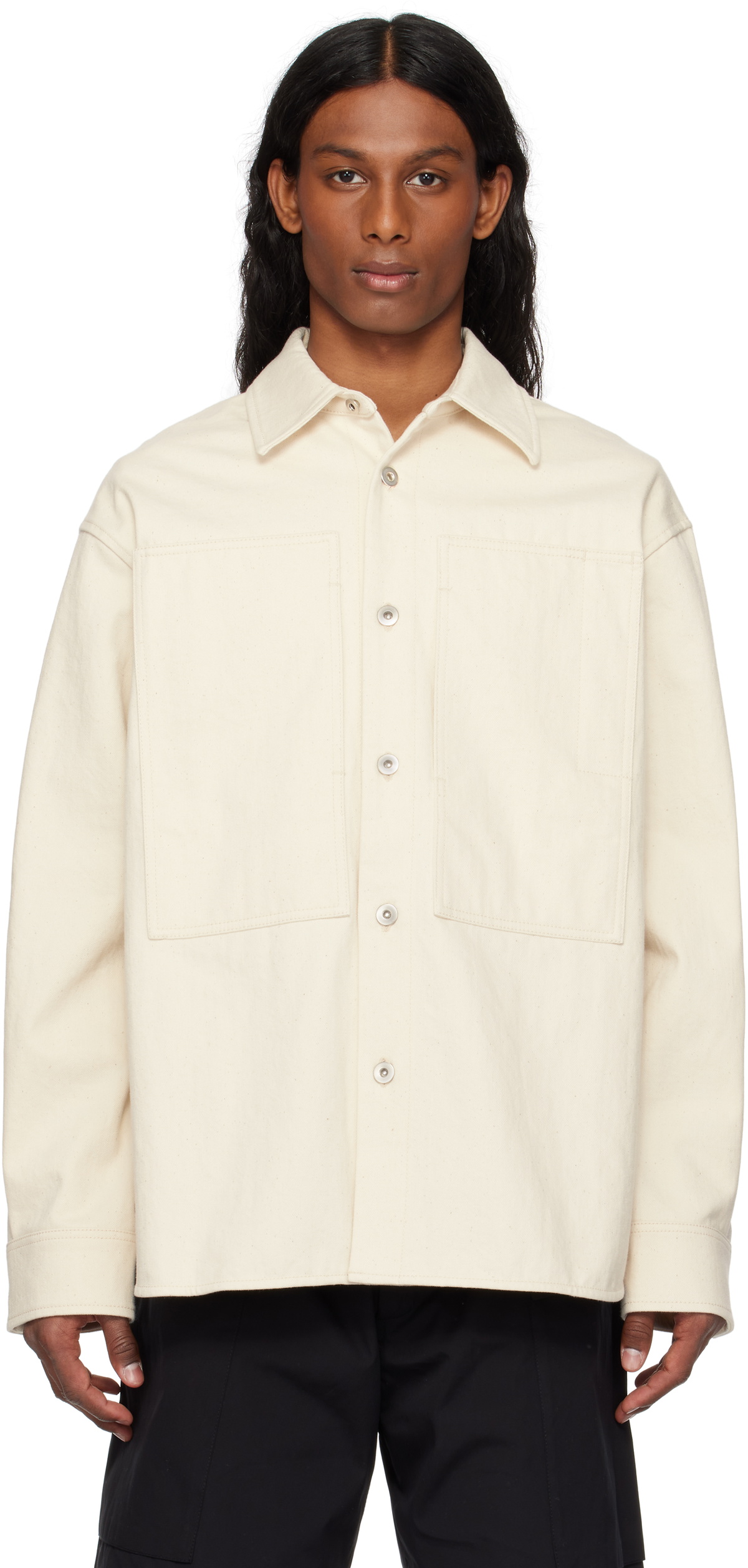 JIL SANDER カバーオール シャツジャケット Jil Sander Off-White Selvage Denim Overshirt Jil Sander