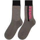 Fendi Grey and Pink Logo Socks