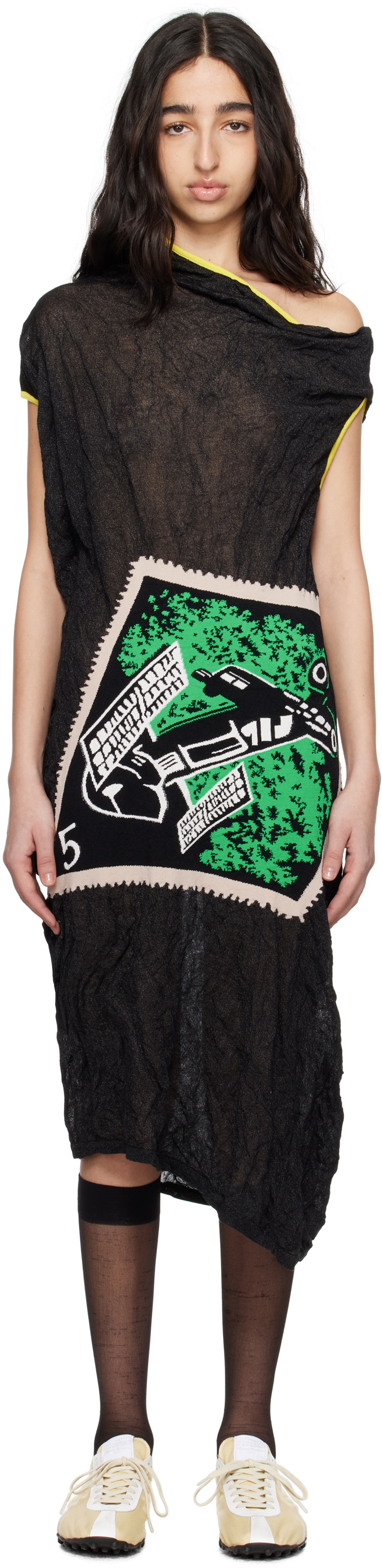 Kiko Kostadinov Black Satellite Knit Midi Dress