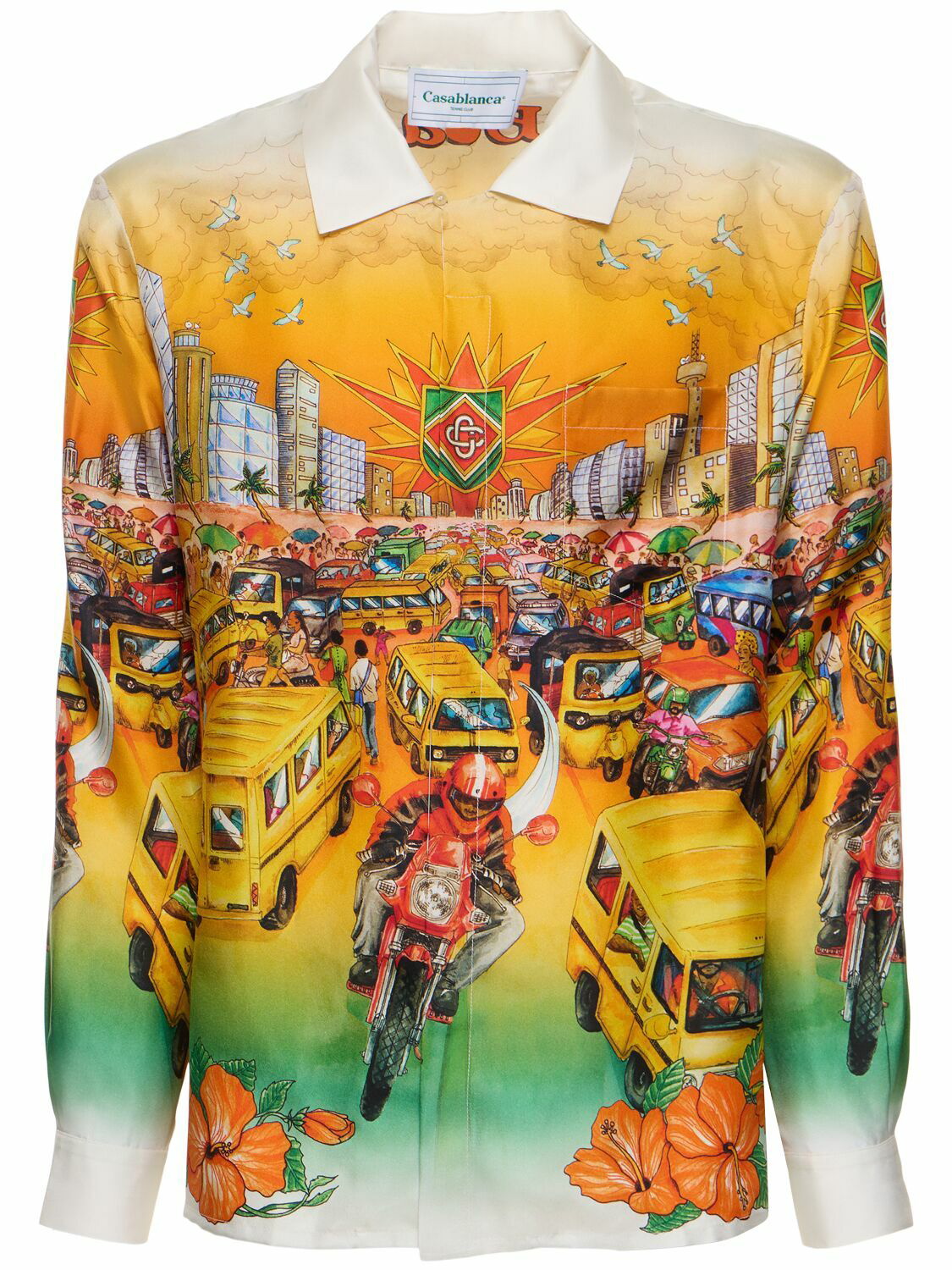 CASABLANCA - Traffic Print Silk Shirt Casablanca