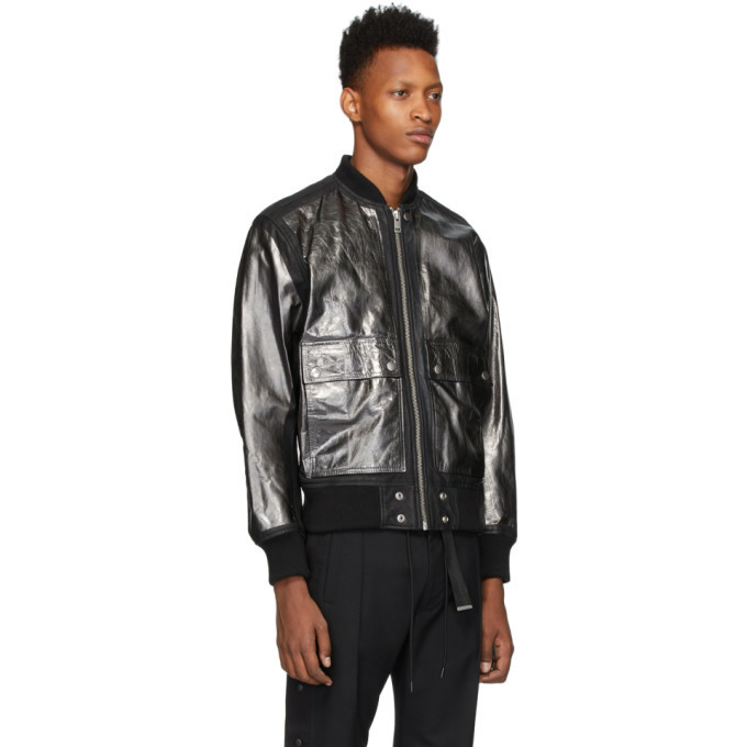 Diesel Black Leather L-Steward-Foil Jacket Diesel