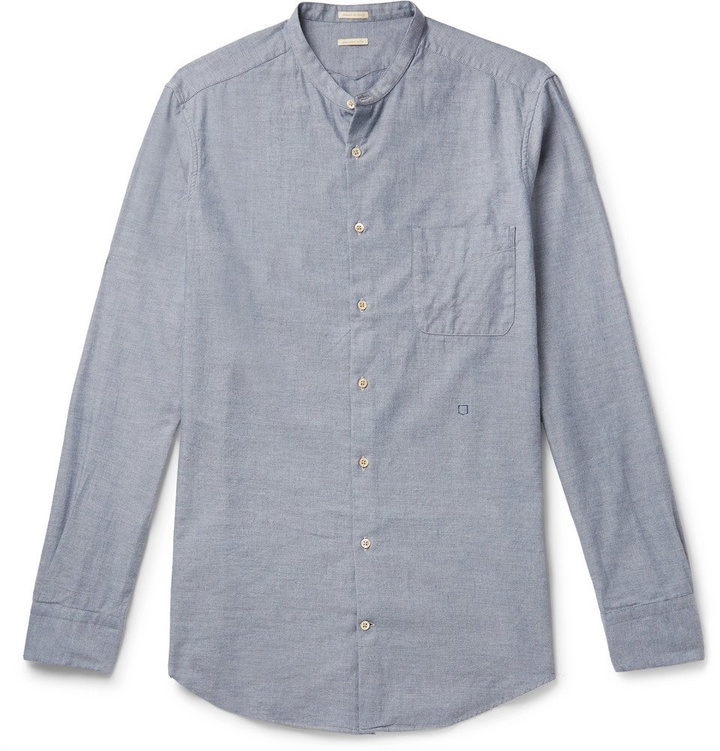 Photo: Massimo Alba - Grandad-Collar Cotton-Twill Shirt - Men - Blue