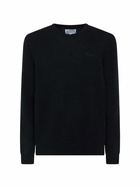 MC2 Saint Barth Man Black Stretch Wool Sweater With St. Barth Embroidery
