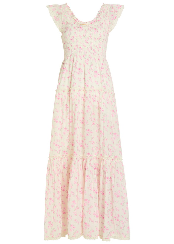 Photo: Loveshackfancy Chessie Floral-print Cotton Maxi Dress Pink