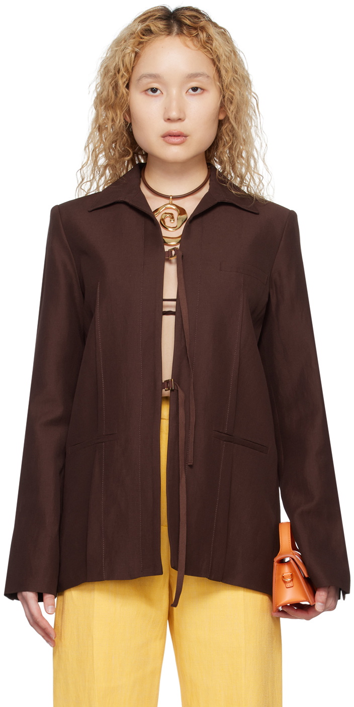 Jacquemus Brown Le Raphia 'La Veste Amaro' Blazer Jacquemus