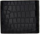 Saint Laurent Black Croc Monogram Bifold Wallet