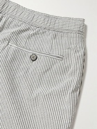 Officine Générale - Phil Straight-Leg Striped Cotton-Seersucker Drawstring Shorts - Gray