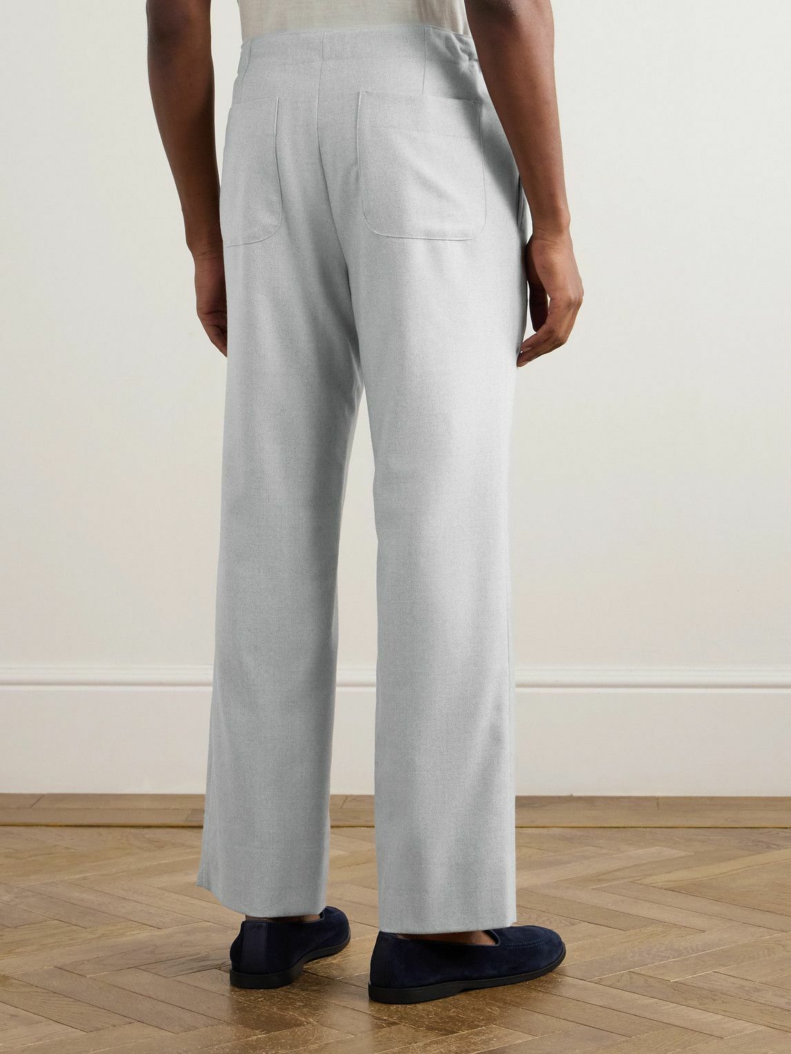Stòffa - Straight-Leg Pleated Wool-Flannel Trousers - Gray