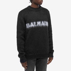 Balmain Men's Retro Logo Mohair Knit Crew in Black/White