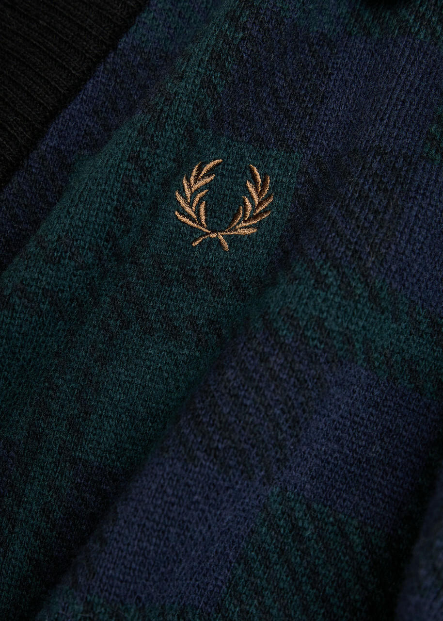Fred Perry Blackwatch Tartan Wool-blend Jumper Navy