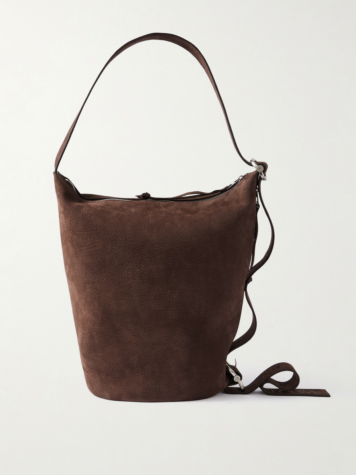 LOEWE - Loop Medium Logo-Debossed Nubuck Bucket Bag
