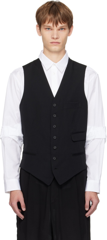 Photo: YOHJI YAMAMOTO Black Wool Gabardine 7Buttons Waistcoat