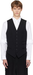 YOHJI YAMAMOTO Black Wool Gabardine 7Buttons Waistcoat