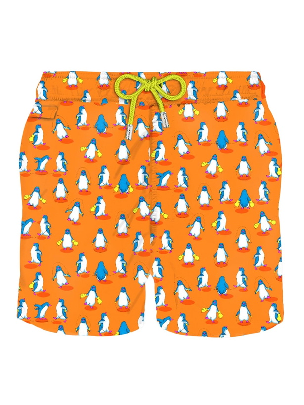 Photo: MC2 Saint Barth Man Light Fabric Swim Shorts With Penguins Print