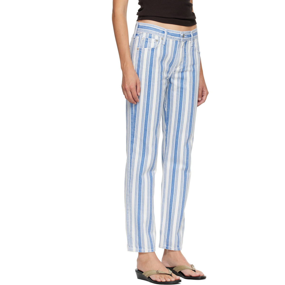 Citizens of Humanity Blue & White Anissa Straight Leg Jeans
