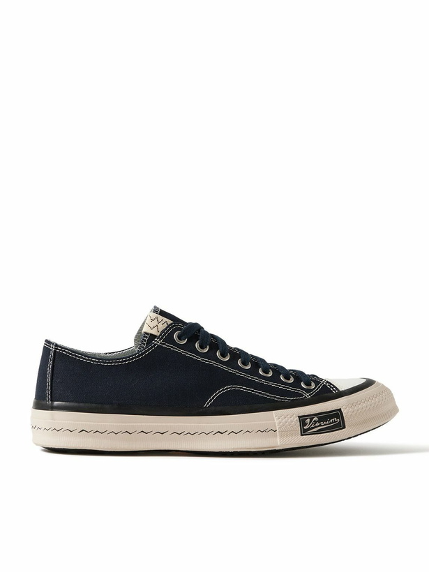 Photo: Visvim - Skagway Lo Leather-Trimmed Canvas Sneakers - Blue