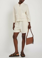 Moncler Logo-appliquéd Shell and Bouclé Shorts Cream