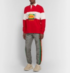 Gucci - Webbing-Trimmed Logo-Print Shell Drawstring Trousers - Gray