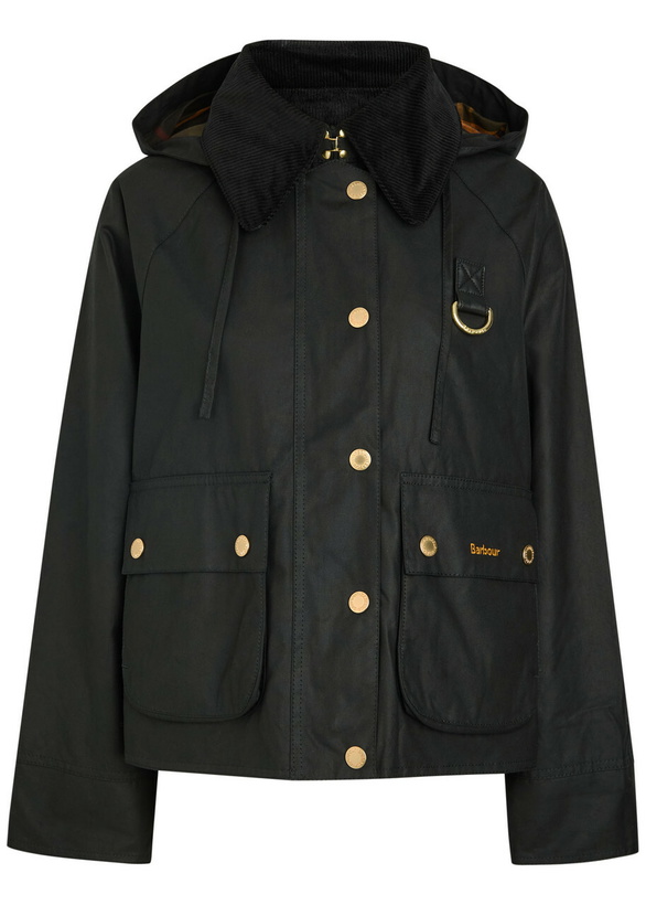 Photo: Barbour Reighton Detachable-hood Waxed Cotton Jacket Black