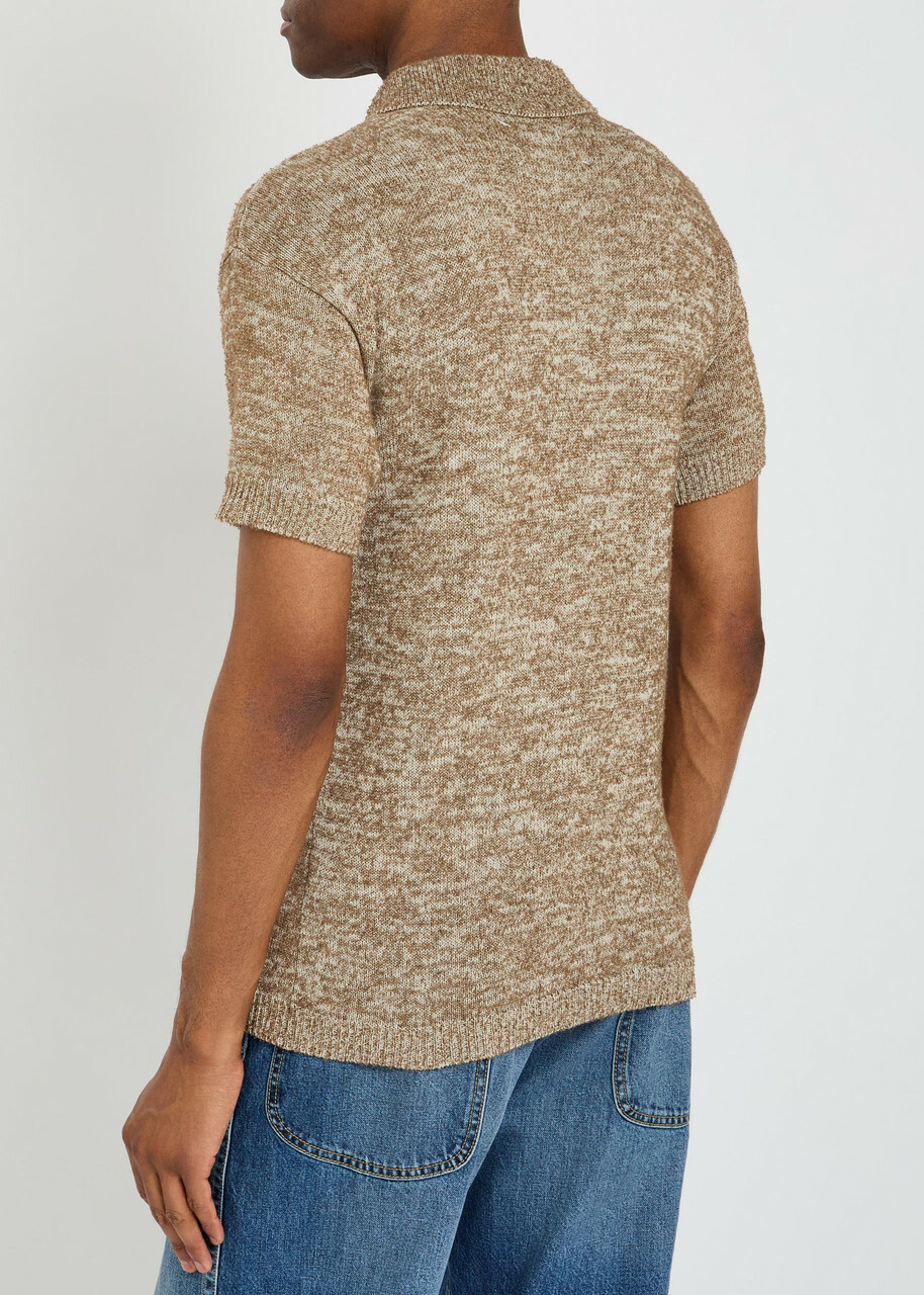 Maison Margiela Melangé-knit Cotton-blend Polo Shirt Beige