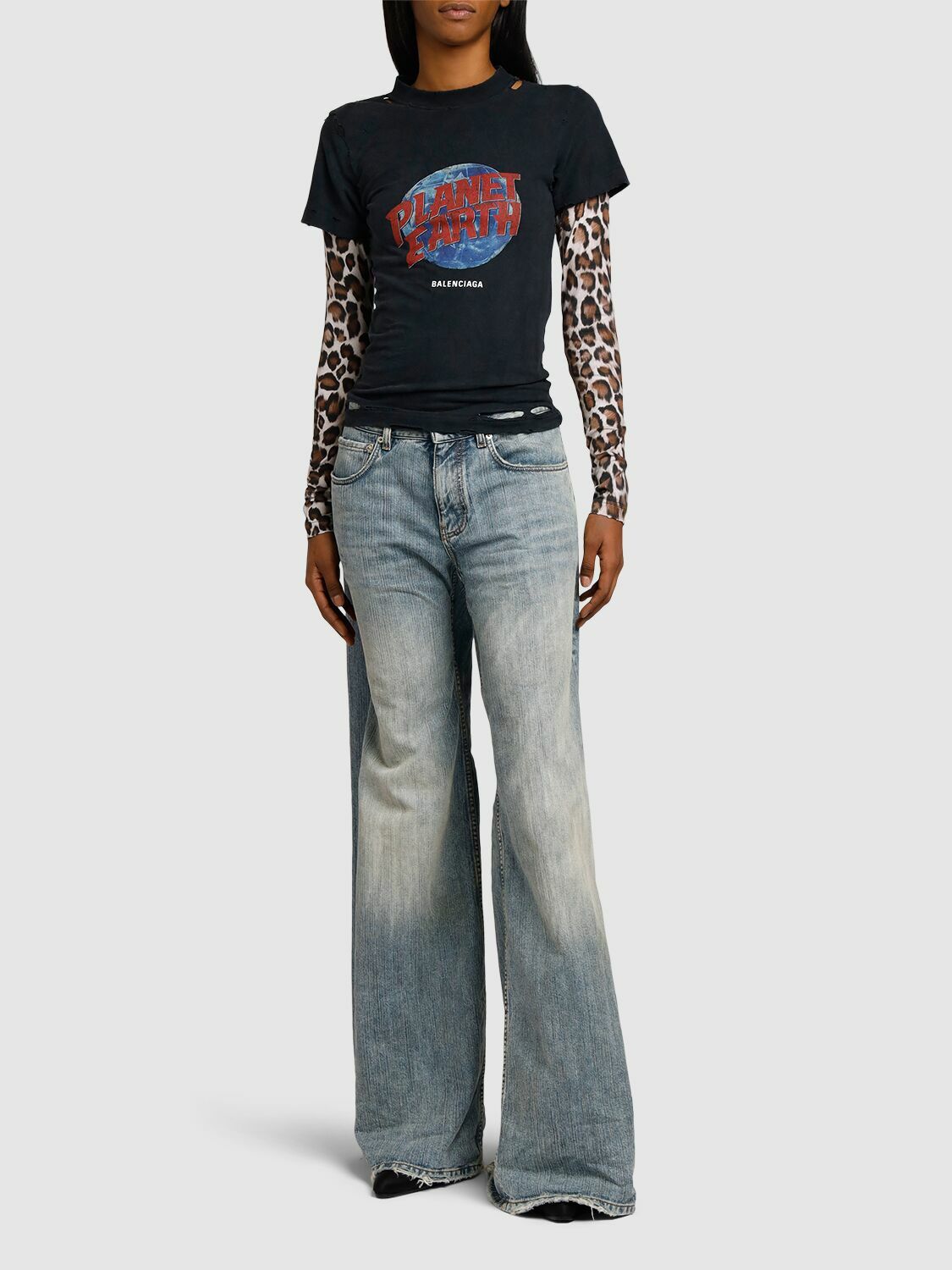 BALENCIAGA PLANET EARTH DOUBLE SLEEVE ロンT ロゴ 長袖 Balenciaga 'Planet Earth' Double Sleeve T-Shirt in Black | Lyst