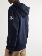 Moncler - Logo-Appliquéd Cotton-Jersey Zip-Up Hoodie - Blue