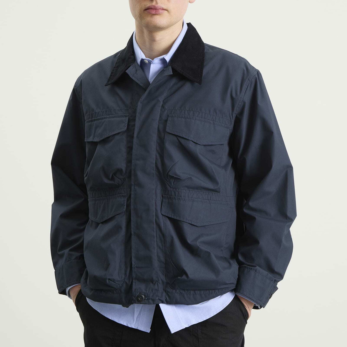 Universal Works Men's Recycled Poly Parachute Field Jacket in Navy