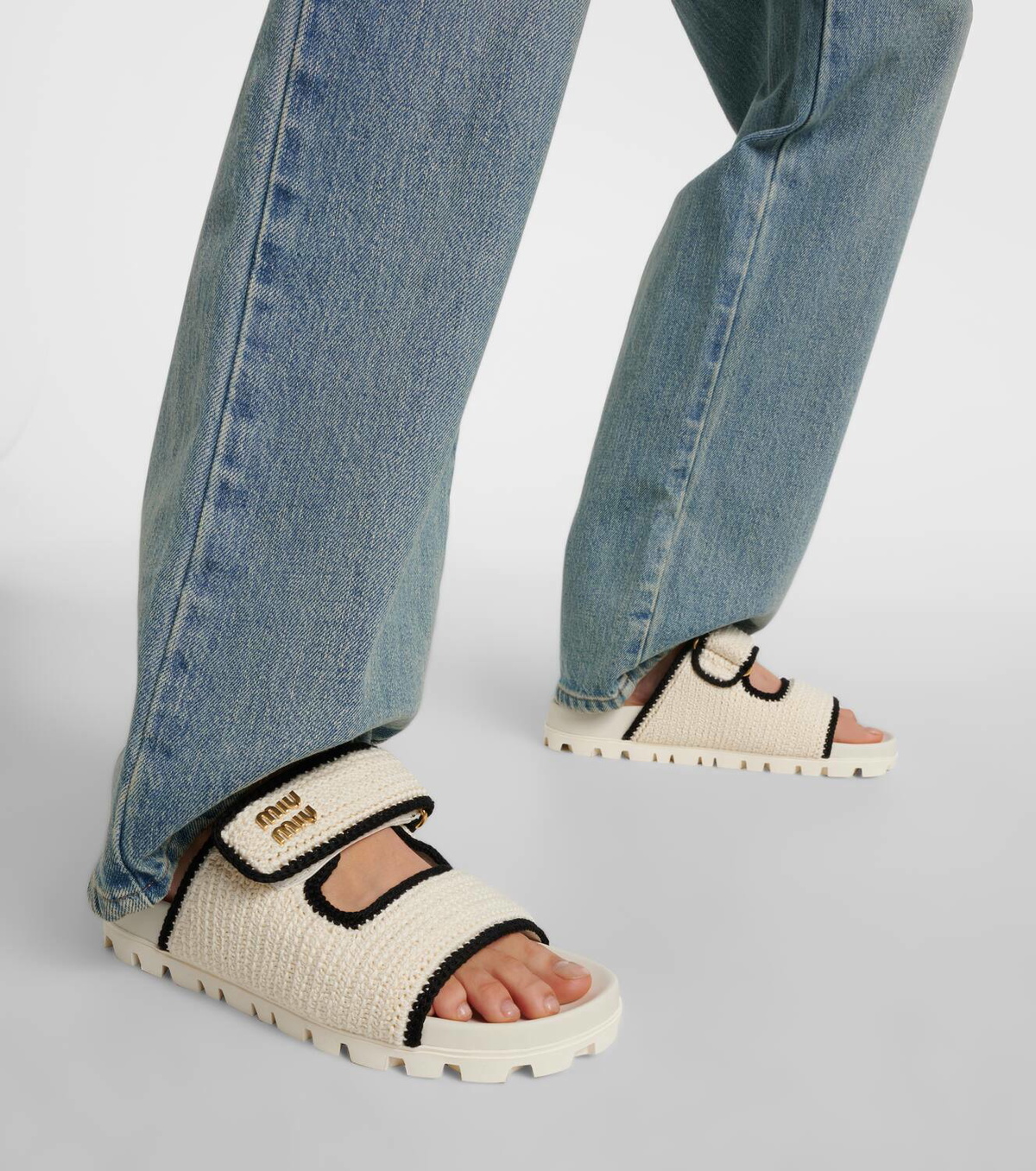 Miu Miu Logo crochet sandals