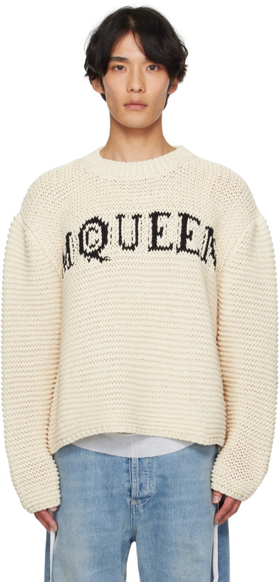 Photo: McQueen Off-White Crew Neck Long Sleeves Sweater