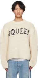 McQueen Off-White Crew Neck Long Sleeves Sweater