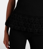 Ganni Crochet-trimmed ribbed cotton-blend top