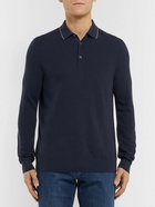 Loro Piana - Contrast-Tipped Wool and Cashmere-Blend Piqué Polo Shirt - Blue