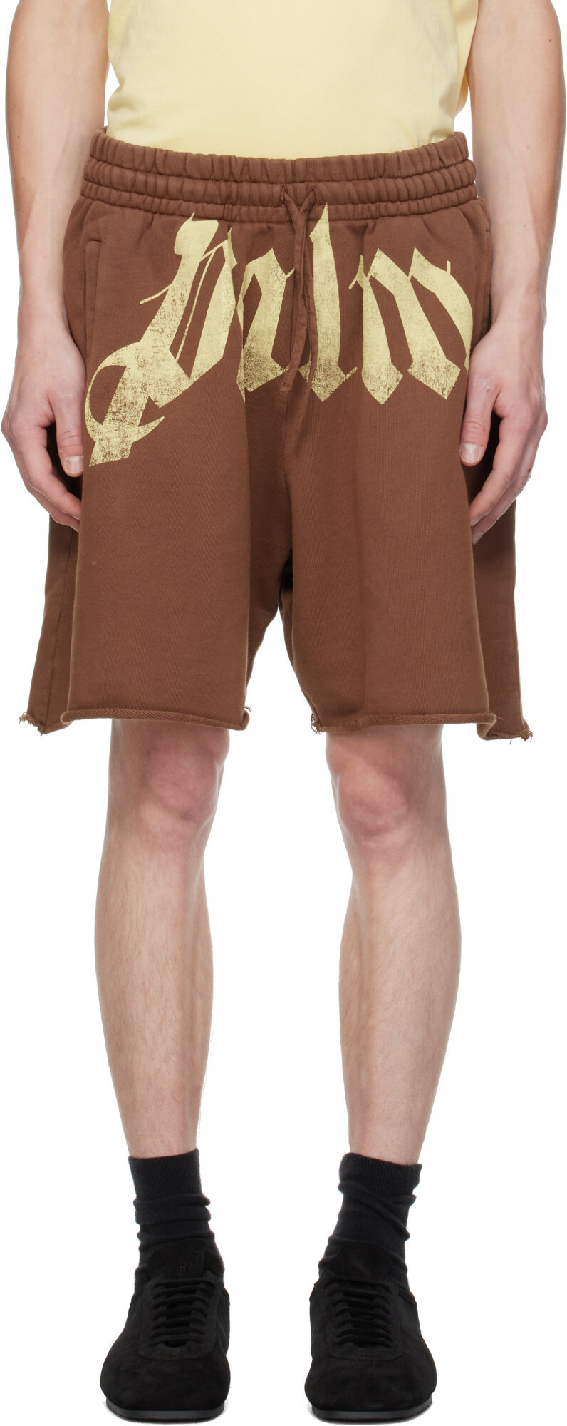 Palm Angels Brown Big Waist Sweat Shorts