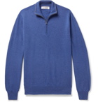 Brunello Cucinelli - Contrast-Tipped Cashmere Half-Zip Sweater - Men - Blue