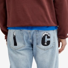 ICECREAM Men's Running Dog Denim Jeans in Light Blue/Black Print