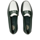 Bass Weejuns Men's Larson Penny Loafer in Green/White Leather