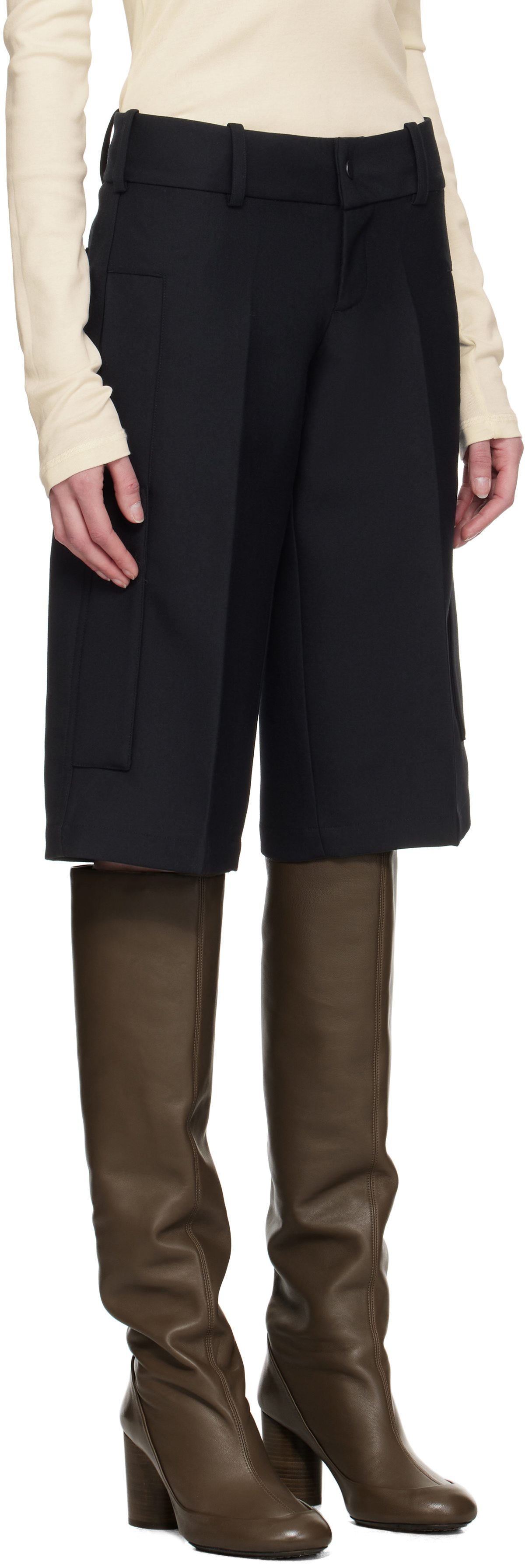 Fax Copy Express Black Straight Bermuda Shorts