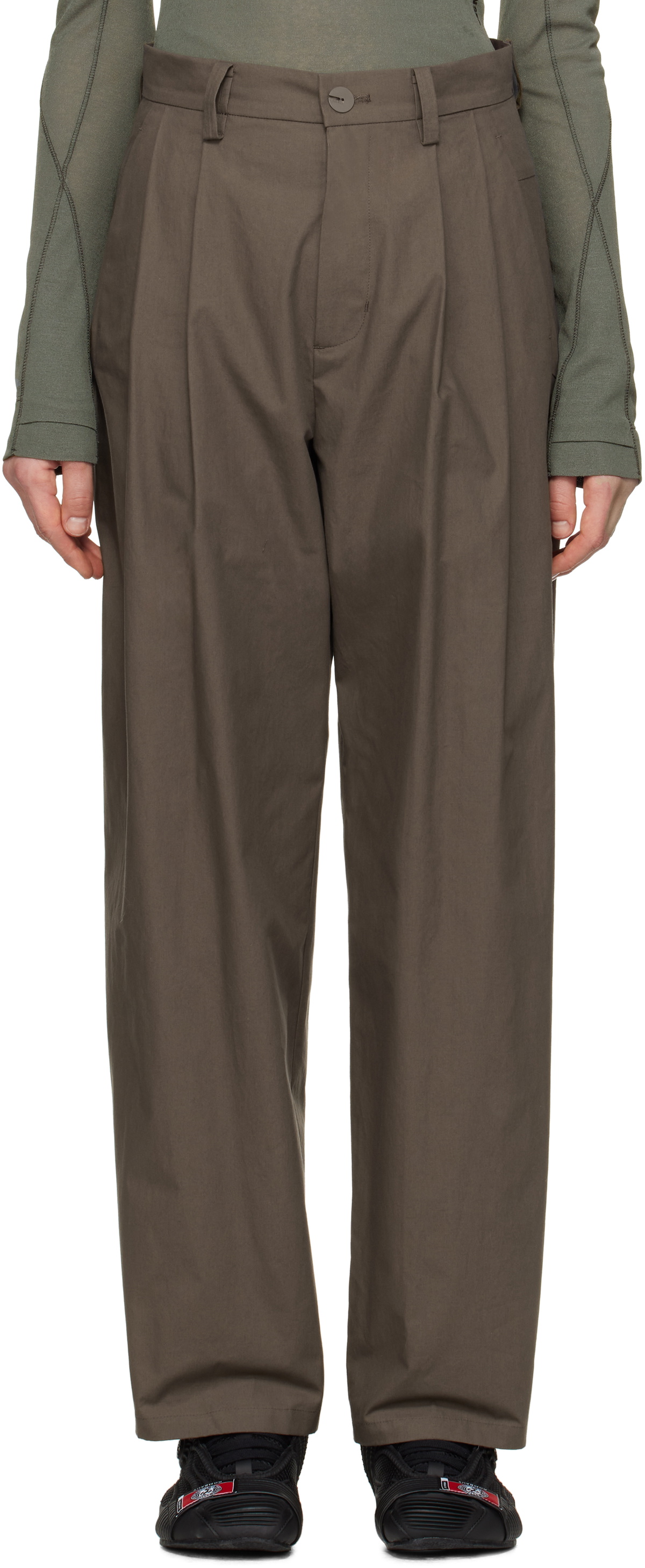 HYEIN SEO Brown Wide Beaded Belt Trousers