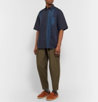 Monitaly - Oversized Panelled Cotton-Poplin, Shell and Ripstop Shirt - Blue
