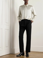 SAINT LAURENT - Wide-Leg Pleated Grain de Poudre Wool Trousers - Black